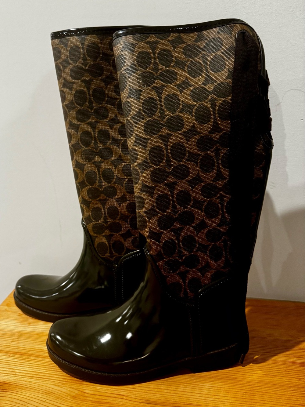 Coach Signature Brown Rain Boots - Women's size 6